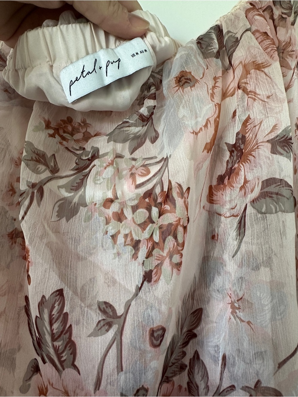Petal & Pup Strapless Tiered Floral Maxi Dress in Blush Pink and Cream - Picture 6 of 6